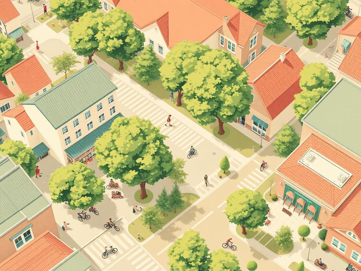Illustrated college neighborhood